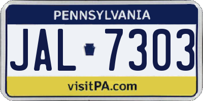 PA license plate JAL7303