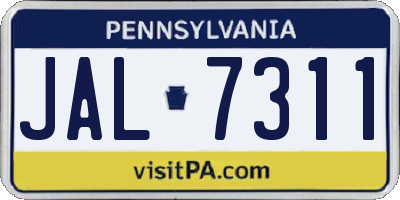 PA license plate JAL7311