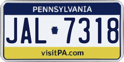 PA license plate JAL7318
