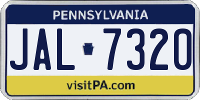 PA license plate JAL7320