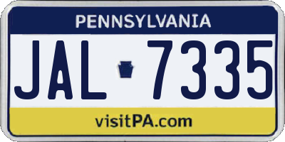 PA license plate JAL7335