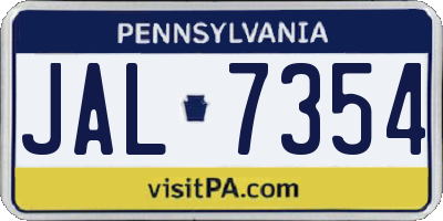 PA license plate JAL7354