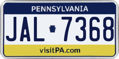 PA license plate JAL7368