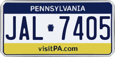 PA license plate JAL7405