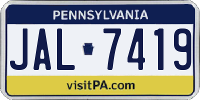 PA license plate JAL7419