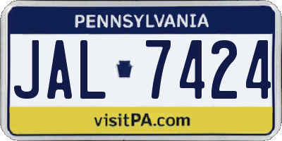 PA license plate JAL7424