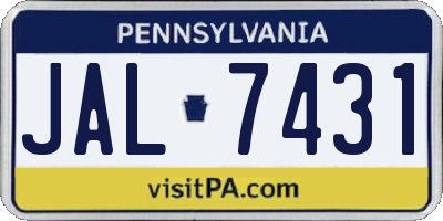 PA license plate JAL7431
