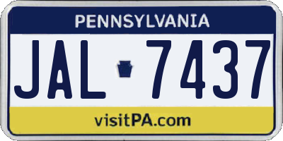 PA license plate JAL7437