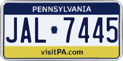 PA license plate JAL7445