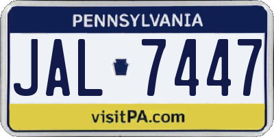 PA license plate JAL7447