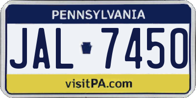 PA license plate JAL7450