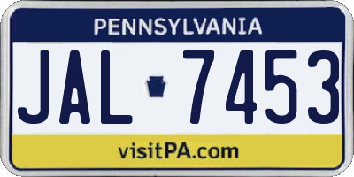 PA license plate JAL7453