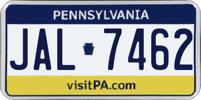 PA license plate JAL7462