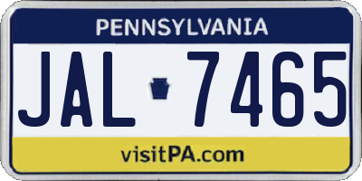 PA license plate JAL7465
