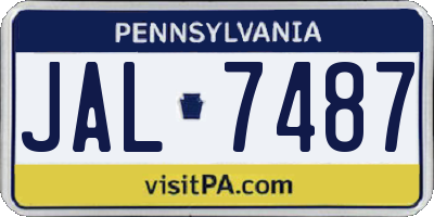 PA license plate JAL7487