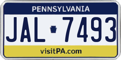 PA license plate JAL7493