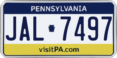 PA license plate JAL7497