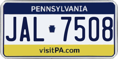 PA license plate JAL7508