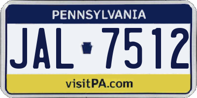 PA license plate JAL7512