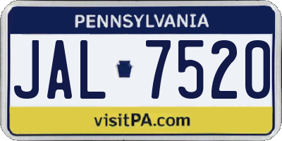 PA license plate JAL7520