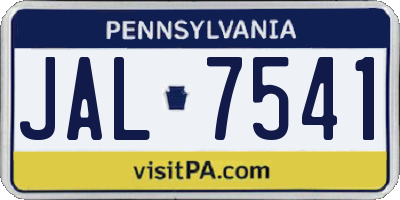 PA license plate JAL7541