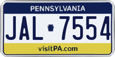 PA license plate JAL7554