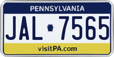 PA license plate JAL7565