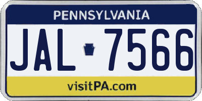 PA license plate JAL7566