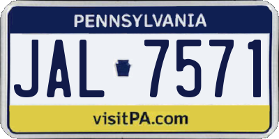 PA license plate JAL7571