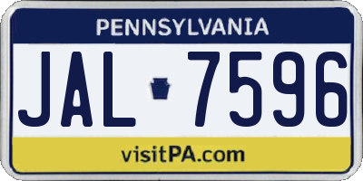 PA license plate JAL7596