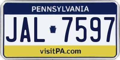 PA license plate JAL7597