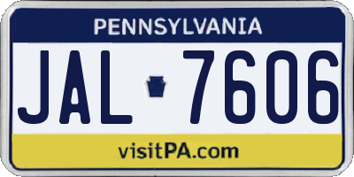 PA license plate JAL7606