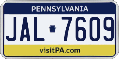 PA license plate JAL7609