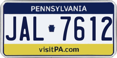 PA license plate JAL7612