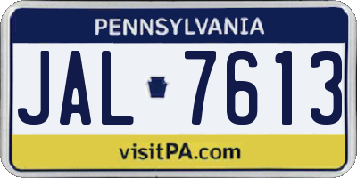 PA license plate JAL7613