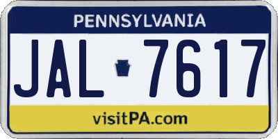 PA license plate JAL7617
