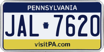 PA license plate JAL7620