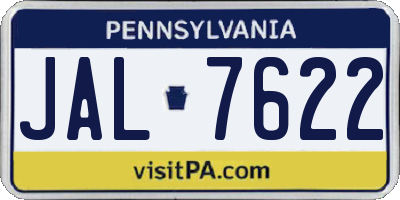 PA license plate JAL7622