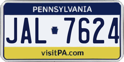 PA license plate JAL7624