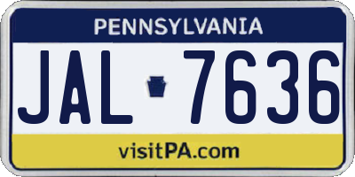 PA license plate JAL7636