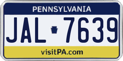 PA license plate JAL7639