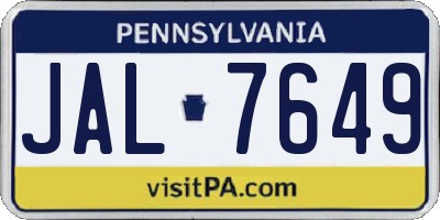 PA license plate JAL7649