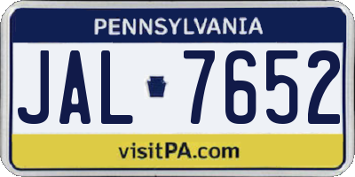 PA license plate JAL7652