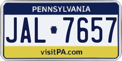 PA license plate JAL7657