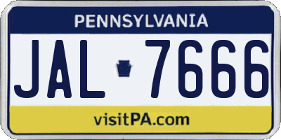 PA license plate JAL7666