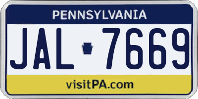 PA license plate JAL7669