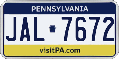 PA license plate JAL7672