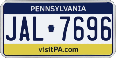 PA license plate JAL7696