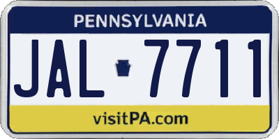 PA license plate JAL7711