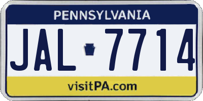 PA license plate JAL7714